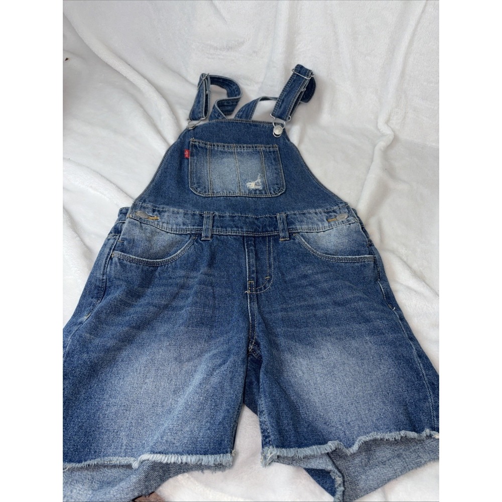 Levi's Girls Distressed Denim Shortalls Size 10 Classic Country Summer Vacation